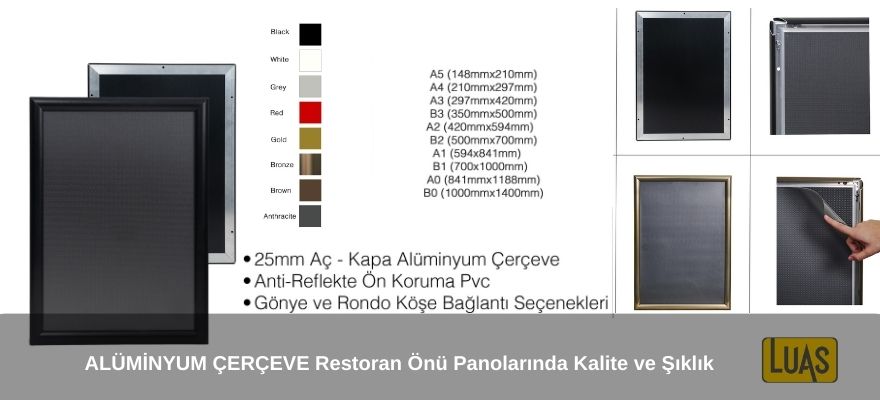 ALÜMİNYUM ÇERÇEVE Restoran Önü Panolarında Kalite ve Şıklık